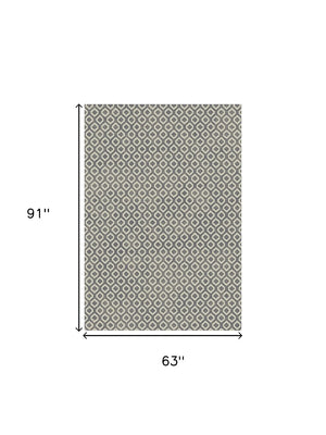 HomeRoots 5' Modern Beige and Gray Geometric Area Rug - Durable, Stylish, and Stain-Resistant for Every Home 5' X 8' 552160