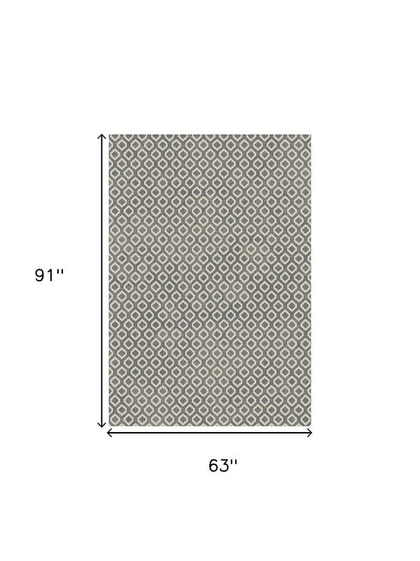 HomeRoots 5' Modern Beige and Gray Geometric Area Rug - Durable, Stylish, and Stain-Resistant for Every Home 5' X 8' 552160