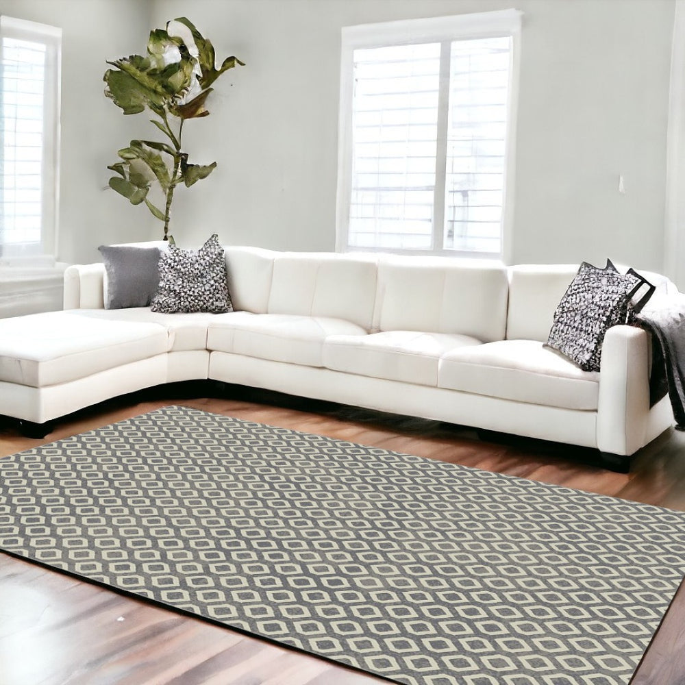 HomeRoots 5' Modern Beige and Gray Geometric Area Rug - Durable, Stylish, and Stain-Resistant for Every Home 8' X 10' 552161