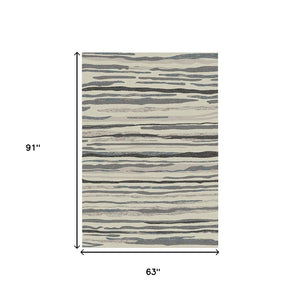 HomeRoots 5' Modern Beige and Gray Abstract Area Rug - Soft, Durable Design for Stylish Homes with Kids & Pets 5' X 8' 552162