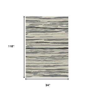 HomeRoots 5' Modern Beige and Gray Abstract Area Rug - Soft, Durable Design for Stylish Homes with Kids & Pets 8' X 10' 552163