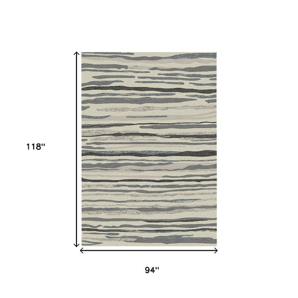 HomeRoots 5' Modern Beige and Gray Abstract Area Rug - Soft, Durable Design for Stylish Homes with Kids & Pets 8' X 10' 552163