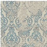 Homeroots 5' X 8' Ivory Blue And Gray Damask Distressed Area Rug Ivory Polypropylene 552164