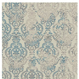 Homeroots 5' X 8' Ivory Blue And Gray Damask Distressed Area Rug Ivory Polypropylene 552164