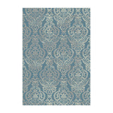 Homeroots 5' X 8' Blue And Beige Damask Distressed Area Rug Blue Polypropylene 552166