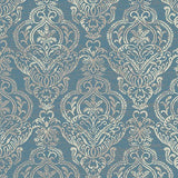 Homeroots 5' X 8' Blue And Beige Damask Distressed Area Rug Blue Polypropylene 552166