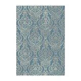 Homeroots 5' X 8' Blue And Beige Damask Distressed Area Rug Blue Polypropylene 552166