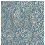 Homeroots 8' X 10' Blue And Beige Damask Distressed Area Rug Blue Polypropylene 552167