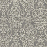 Homeroots 5' X 8' Gray And Beige Damask Area Rug Gray Polypropylene 552168