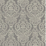 Homeroots 8' X 10' Gray And Beige Damask Area Rug Gray Polypropylene 552169