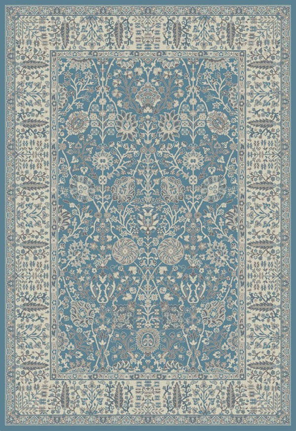 HomeRoots 5' X 8' Elegant Oriental Area Rug - Timeless Design, Stain-Resistant, Perfect for High-Traffic Areas Blue, Ivory 552170