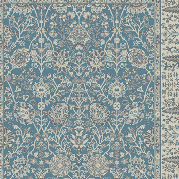 HomeRoots 5' X 8' Elegant Oriental Area Rug - Timeless Design, Stain-Resistant, Perfect for High-Traffic Areas Blue, Ivory 552170