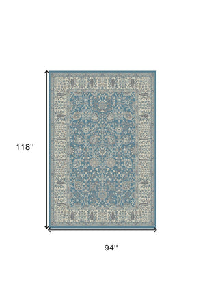 HomeRoots 5' X 8' Elegant Oriental Area Rug - Timeless Design, Stain-Resistant, Perfect for High-Traffic Areas Blue 552171