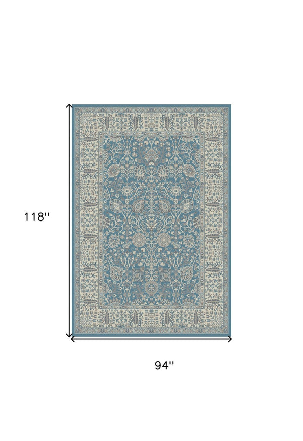 HomeRoots 5' X 8' Elegant Oriental Area Rug - Timeless Design, Stain-Resistant, Perfect for High-Traffic Areas Blue 552171