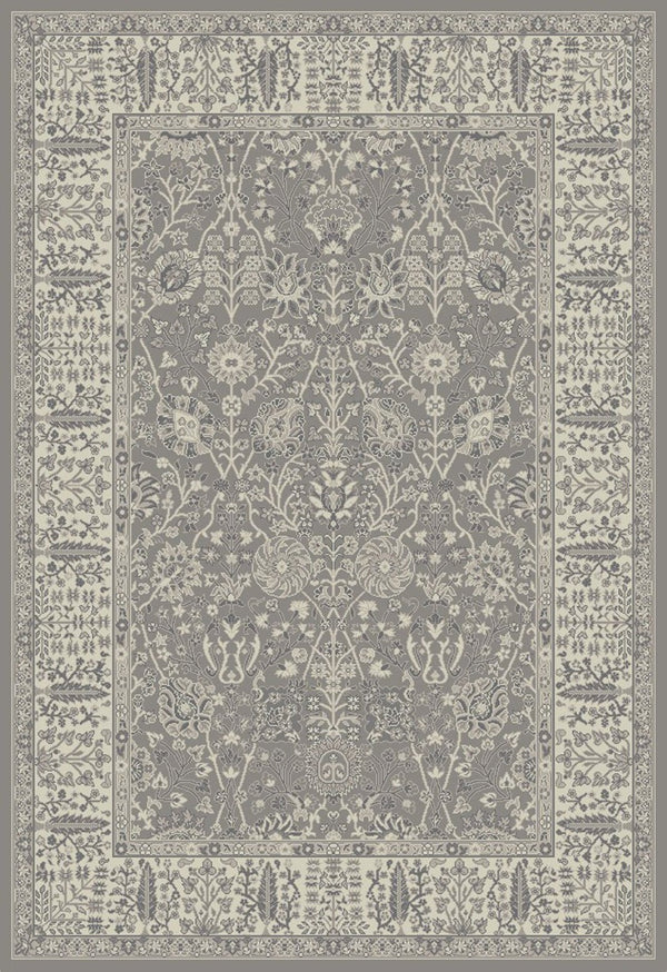 HomeRoots 5' X 8' Elegant Oriental Area Rug - Timeless Design, Stain-Resistant, Perfect for High-Traffic Areas Gray, Ivory 552172