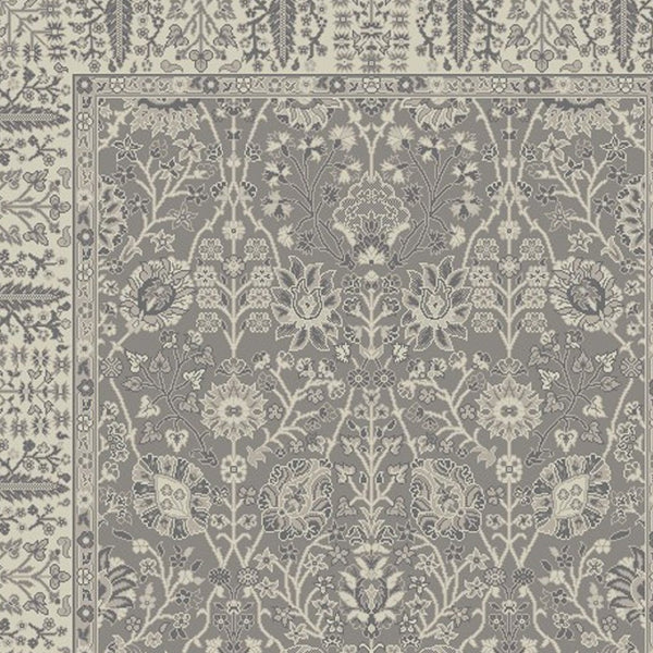 HomeRoots 5' X 8' Elegant Oriental Area Rug - Timeless Design, Stain-Resistant, Perfect for High-Traffic Areas Gray, Ivory 552172