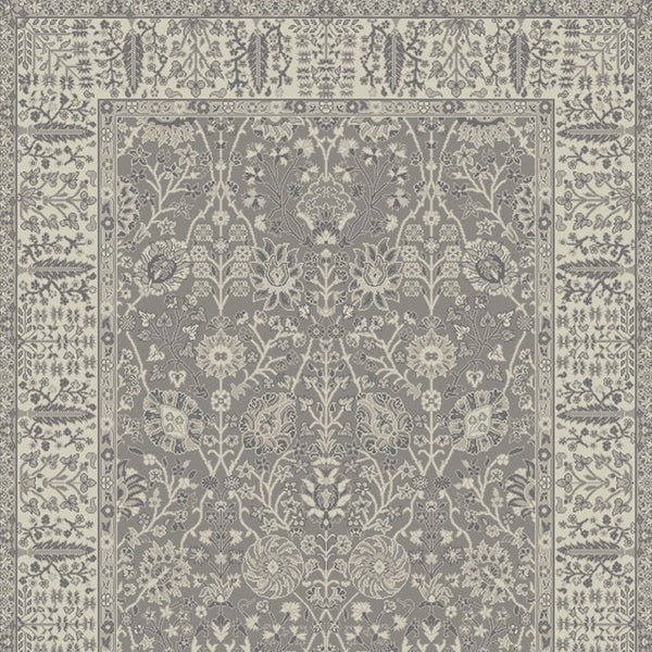 HomeRoots 5' X 8' Elegant Oriental Area Rug - Timeless Design, Stain-Resistant, Perfect for High-Traffic Areas Gray, Ivory 552172