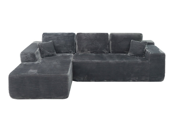 English Elm Cloud Sectional Couch - Modern L-Shaped Chaise, Plush Corduroy Sofa For Effortless Comfort & Style W3975S00004