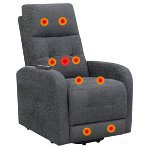 English Elm Lyle Charcoal Power Lift Massage Chair with Heat, USB Remote, Gel Memory Foam & Dual Storage Pockets B062P333409