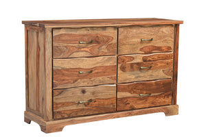 Homeroots 60" Brown Solid Wood Live Edge Six Drawer Double Dresser  Solid Wood 552246