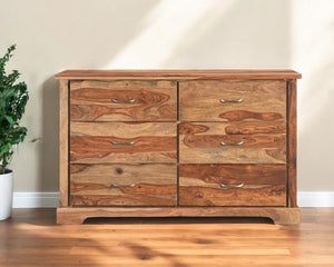 Homeroots 60" Brown Solid Wood Live Edge Six Drawer Double Dresser  Solid Wood 552246