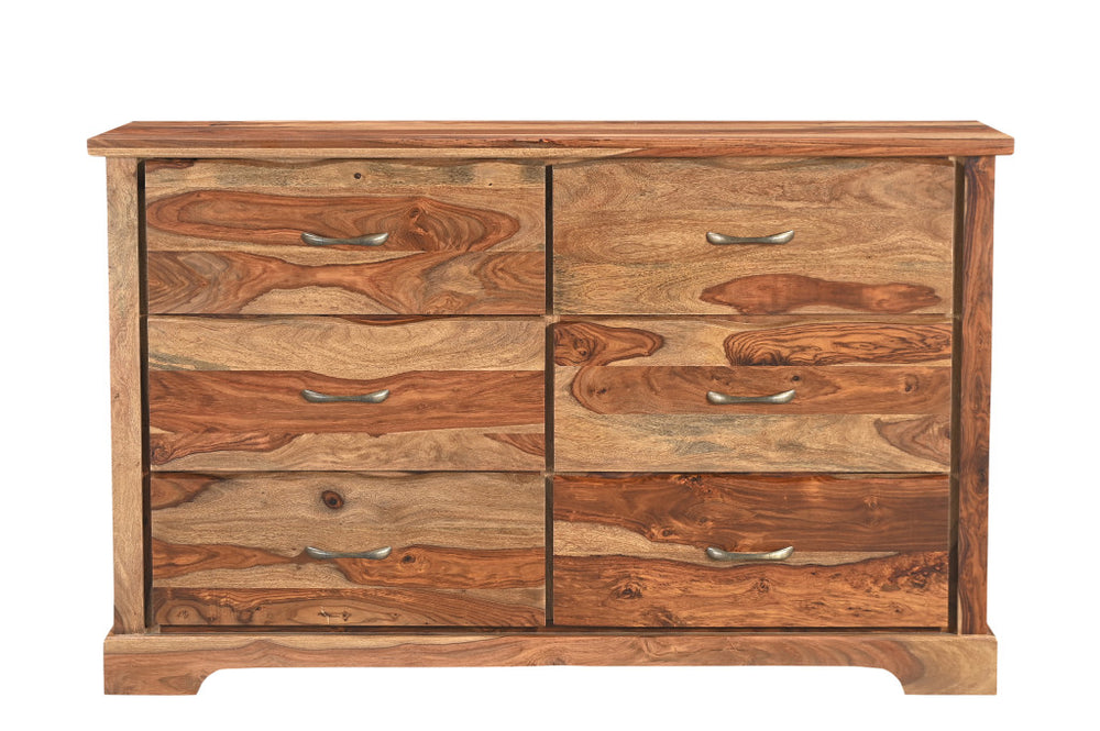 Homeroots 60" Brown Solid Wood Live Edge Six Drawer Double Dresser  Solid Wood 552246