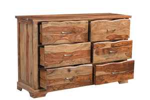 Homeroots 60" Brown Solid Wood Live Edge Six Drawer Double Dresser  Solid Wood 552246