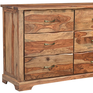 Homeroots 60" Brown Solid Wood Live Edge Six Drawer Double Dresser  Solid Wood 552246