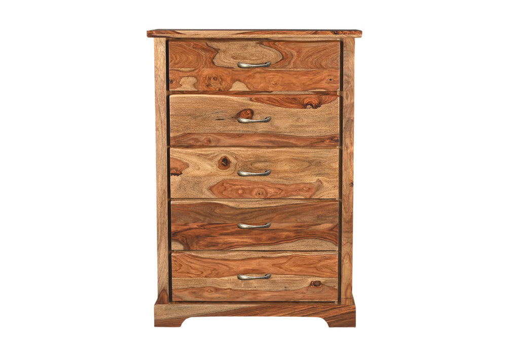 Homeroots 51" Brown Solid Wood Live Edge Five Drawer Standard Chest  Solid Wood 552247