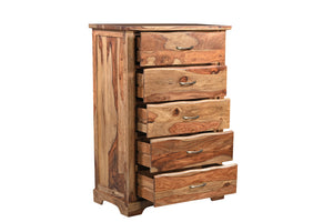 Homeroots 51" Brown Solid Wood Live Edge Five Drawer Standard Chest  Solid Wood 552247