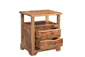 Homeroots 27" Brown Two Drawer Solid Wood Nightstand   552248