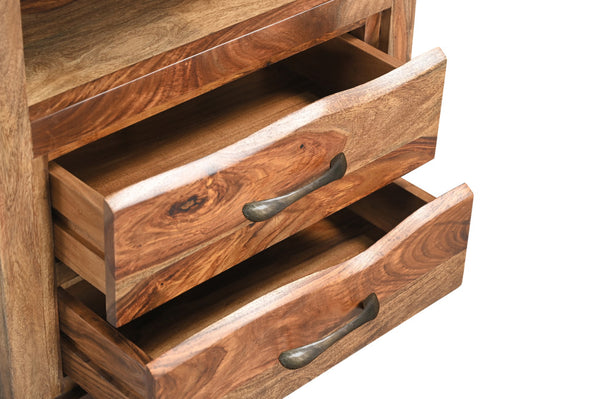 Homeroots 27" Brown Two Drawer Solid Wood Nightstand   552248