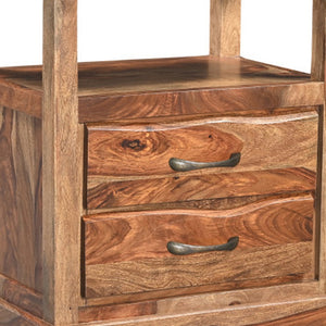 Homeroots 27" Brown Two Drawer Solid Wood Nightstand   552248