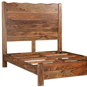 Homeroots Brown Live Edge Solid Wood Queen Bed Frame  Solid Wood 552251