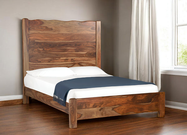 Homeroots Brown Live Edge Solid Wood Queen Bed Frame  Solid Wood 552251