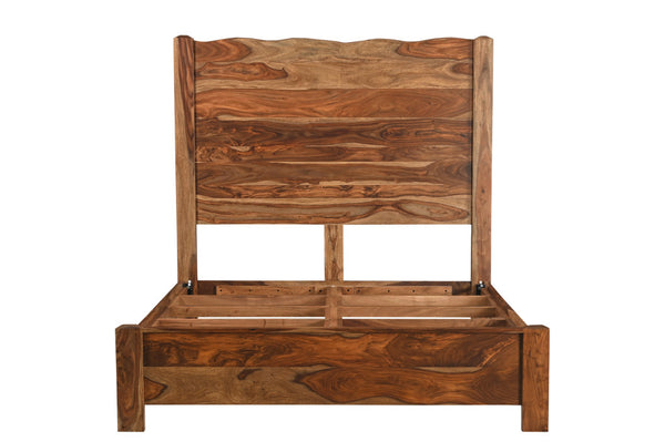 Homeroots Brown Live Edge Solid Wood Queen Bed Frame  Solid Wood 552251