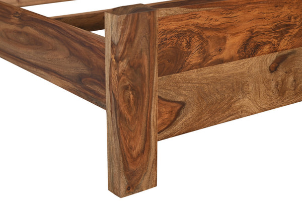 Homeroots Brown Live Edge Solid Wood Queen Bed Frame  Solid Wood 552251