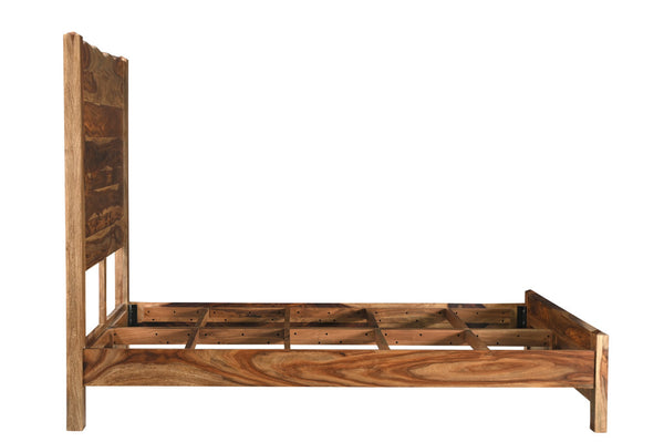 Homeroots Brown Live Edge Solid Wood Queen Bed Frame  Solid Wood 552251