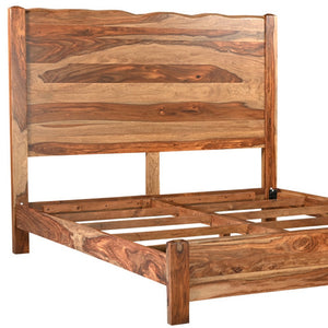 Homeroots Brown Live Edge Solid Wood King Bed Frame  Solid Wood 552252