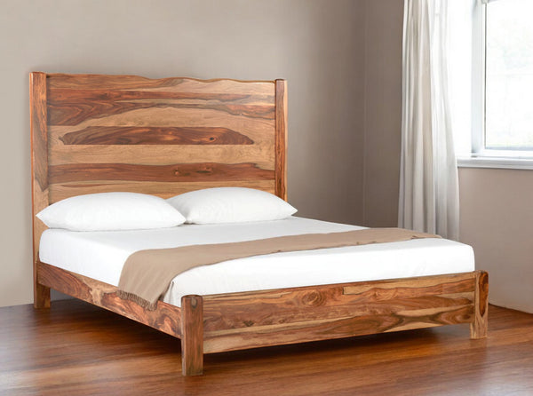 Homeroots Brown Live Edge Solid Wood King Bed Frame  Solid Wood 552252
