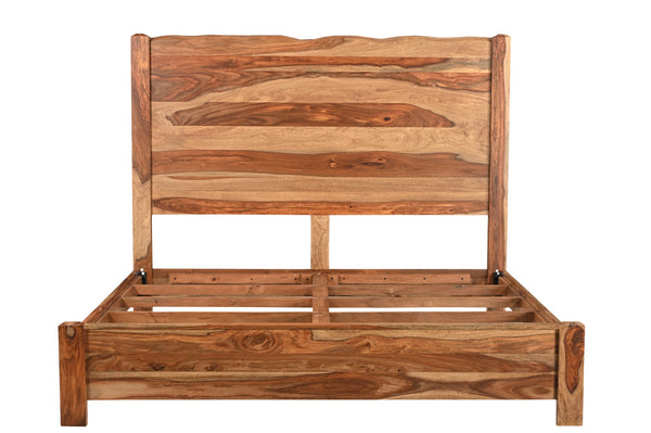 Homeroots Brown Live Edge Solid Wood King Bed Frame  Solid Wood 552252