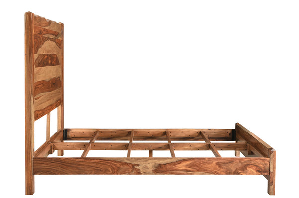 Homeroots Brown Live Edge Solid Wood King Bed Frame  Solid Wood 552252
