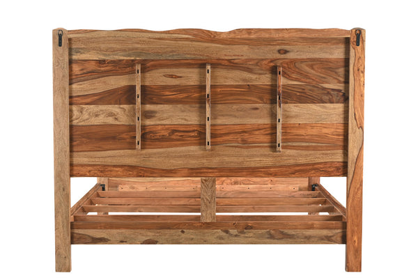 Homeroots Brown Live Edge Solid Wood King Bed Frame  Solid Wood 552252