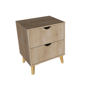 Homeroots 20" Natural Two Drawer Faux Wood Nightstand   552253