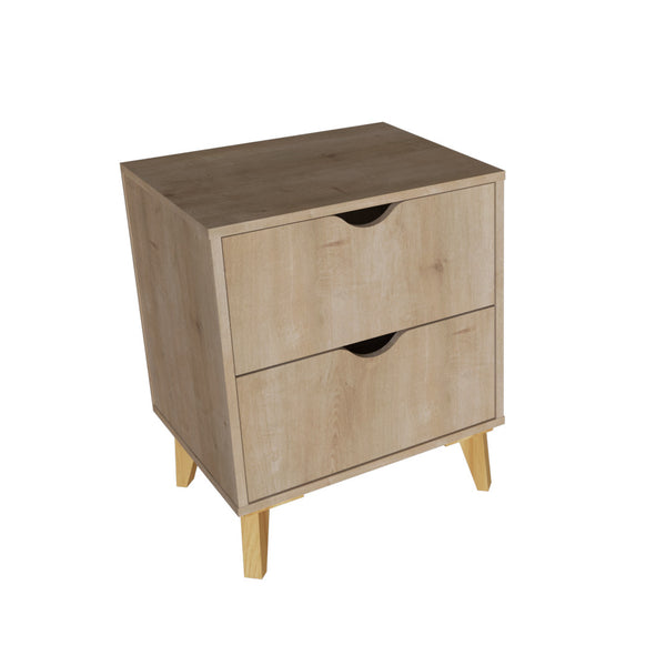 Homeroots 20" Natural Two Drawer Faux Wood Nightstand   552253