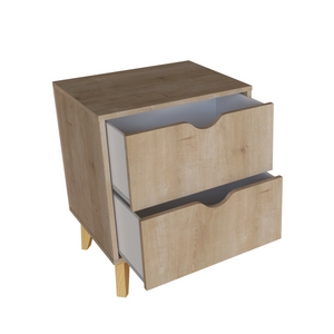 Homeroots 20" Natural Two Drawer Faux Wood Nightstand   552253