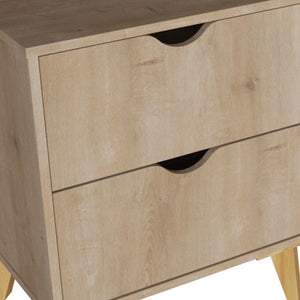 Homeroots 20" Natural Two Drawer Faux Wood Nightstand   552253