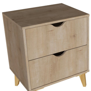 Homeroots 20" Natural Two Drawer Faux Wood Nightstand   552253