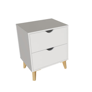 Homeroots 24" White Two Drawer Faux Wood Nightstand   552254
