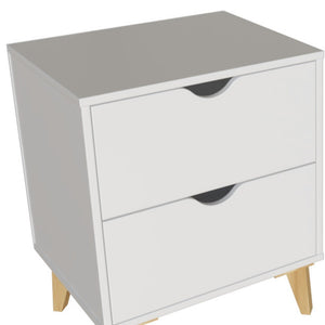 Homeroots 24" White Two Drawer Faux Wood Nightstand   552254